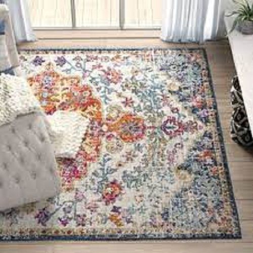 Durable And Long Lasting Multi Colour Printed Design Rectangular Polyester Carpet Non-Slip