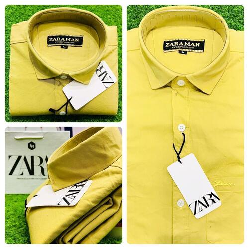 Mens Light Mustard Yellow Plain Regular Fit Full Sleeves Shirt For Casual And Formal Wear Age Group: Adult