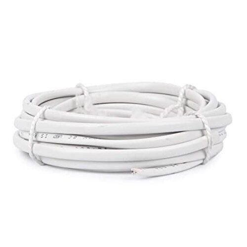 White Oxcord Twin Flat 2 Core Copper Wires And Cables 75 Mm 30 Feet For Domestic And Industrial Single Phase Electric Connections Up To 1100 V