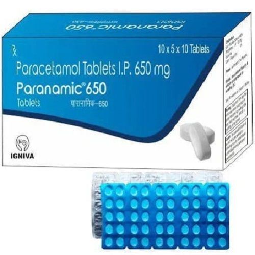 White Paracetamol Tablets Ip 650 Mg, Pack Of 10 X 5 X10 Tablets 