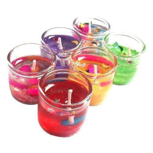 Round Multicolor Length 3.5 Inch Decorative Colored Wax Candle Pack Of 6 Pieces