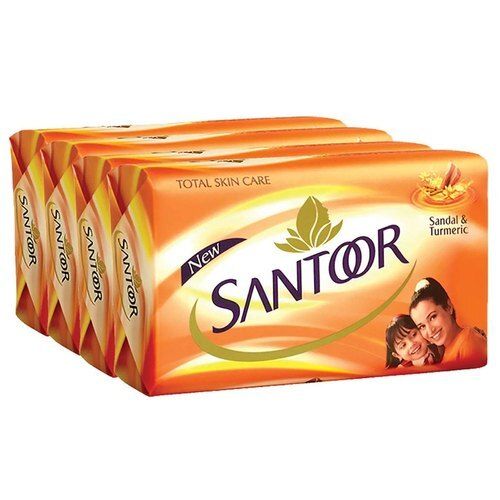 Sandal And Turmeric Featurted Middle Foam Orange Santoor Bath Soap , 125 Grams