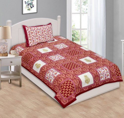 Washable Soft And Skin Friendly Comfortable Multicolor Printed Cotton Single Bed Sheet