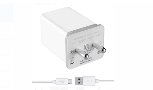 White Colour 2 Ampere Current Plastic Body Material Mobile Phone Charger  Design: Bar