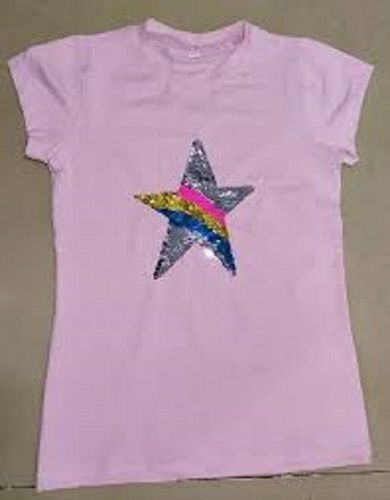 100% Cotton Fabric Purple Color And Star Print Half Sleeves Comfortable To Wear Ladies Top