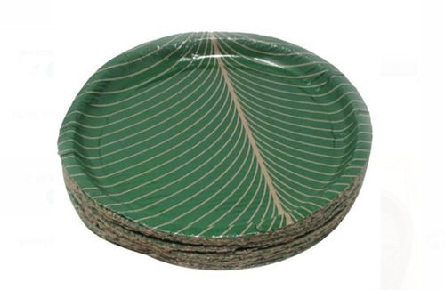 Banana Leaf Pattern 10 Inch Size Green Disposable Paper Plate For Events