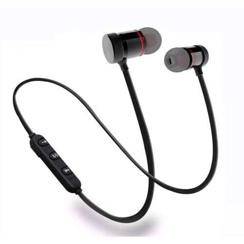 Black 250Mah Li Polymer Battery With Microphone And Magnetic Earbud Bluetooth Earphone  Body Material: Plastic