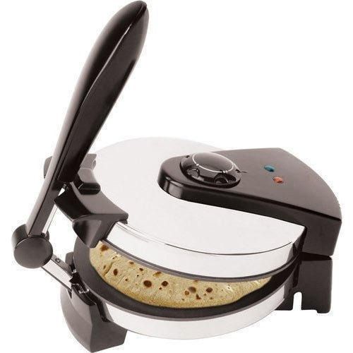 Stainless Steel Black And Silver Round Shape Non Stick Automatic Electric Roti Maker For Home