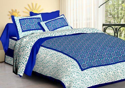 Washable Cotton Queen Blue Bed Sheet