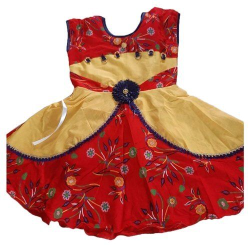 Daily Wear Red Designer Wear Soft Comfortable Breathable And Stylish Sleeves Cotton Frocks Gender: Girls