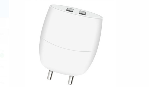 Elegant Look White Colour 2 Ampere Current Fast Dual Port Mobile Charger Adapter  Body Material: Plastic