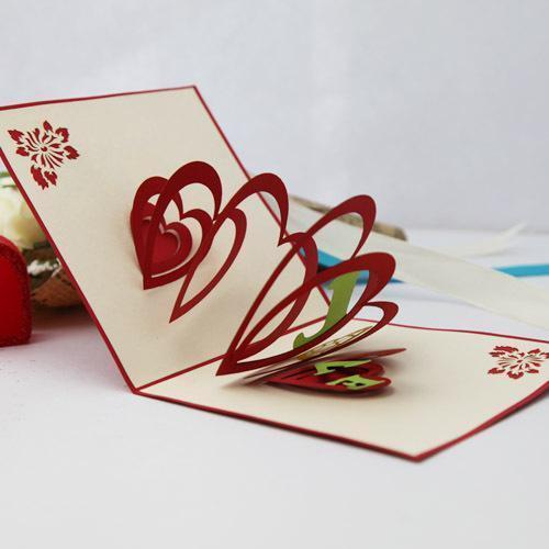 Red And White Super Design Square Shape Paper Greeting Card