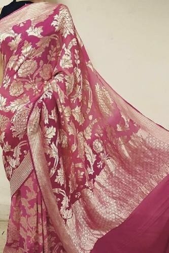 Stylish Party Wear And Comfortable Breathable Unstitched Blouse Pink Silk Saree