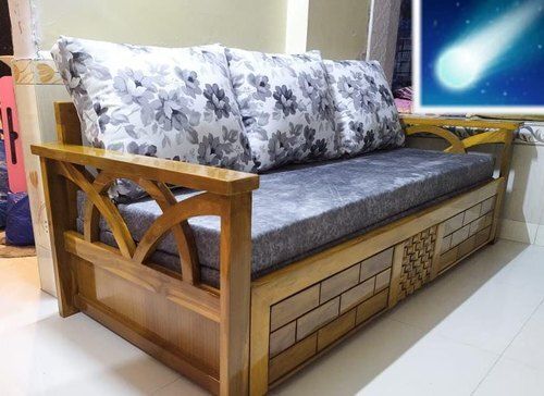  Long Durable Termite Resistant Strong Elegant Look Brown Wooden Sofa 
