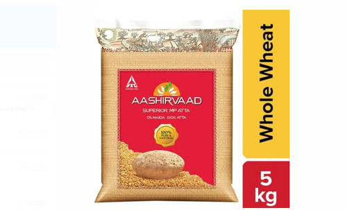 Pack Of 5 Kg 99% Pure And Natural Whole Wheat Aashirwad Atta For Cooking Carbohydrate: 76 Grams (G)