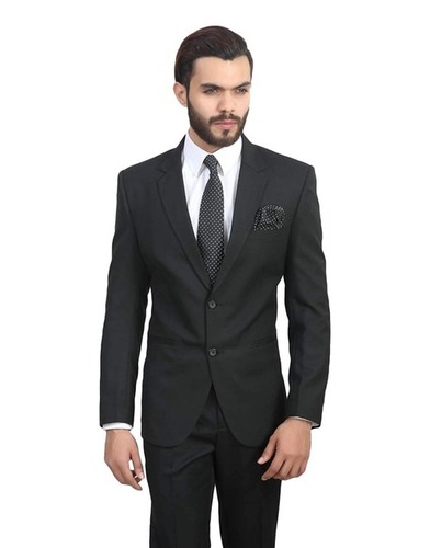 Breathable And Comfortable Stylish Plain Black Men Suit For Party Wear