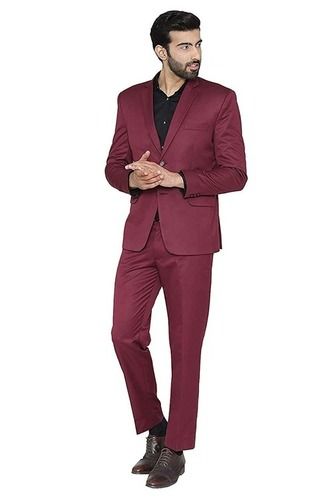 Quick Dry Comfortable And Breathable Stylish Maroon Shade Suit For Mens Party Wear 