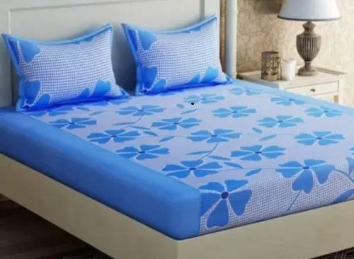 Comfortable Beautiful Stylish And Flower Printed Blue Cotton Bed Sheets