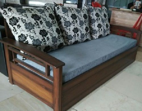 Machine Made Elegant Look Easy To Clean Termite Resistant Long Durable Brown Wooden Sofa 