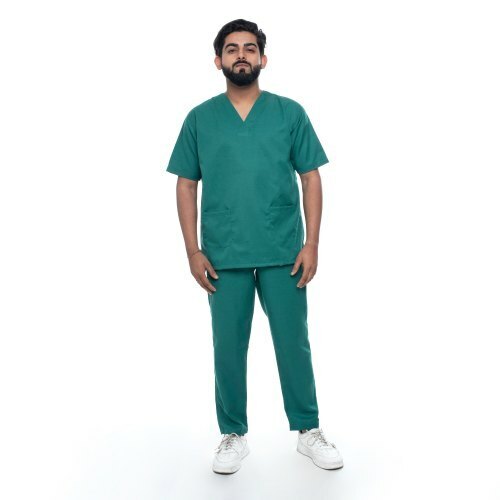 Green Scrub Suit Medical Scrub Top And Bottom Uniform Set For Health 