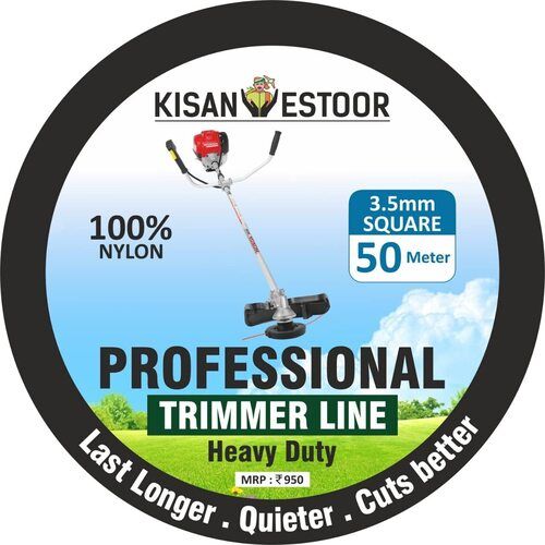 Kisan Vestoor Square Trimmer Line Heavy Duty Strimmer Line Square 3.5mm X 50m Brush Cutter Line Nylon Square String Wire Garden Grass Strimmer Line For Weed Trimmings, Garden Strimmer Wire