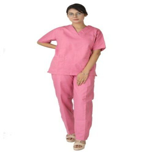 Pink Scrub Suit Medical Scrub Top And Bottom Uniform Set For Health ...