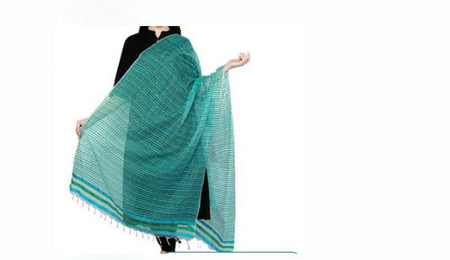 Indian 2.4 Meter Length Green Plain Stylish And Modern Chiffon Dupatta For Ladies