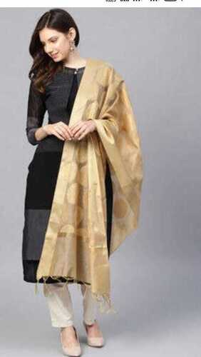 Indian Washable And Breathable Ethnic Suit With Golden Banarsi Dupatta For Ladies 