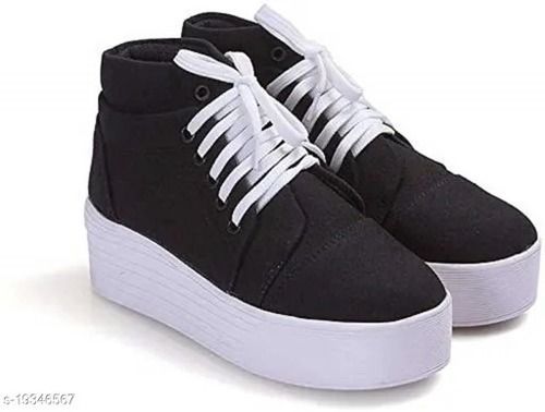 Breathable Black Casual Wear Light Weight Comfortable And Soft Ladies Fashion Shoes