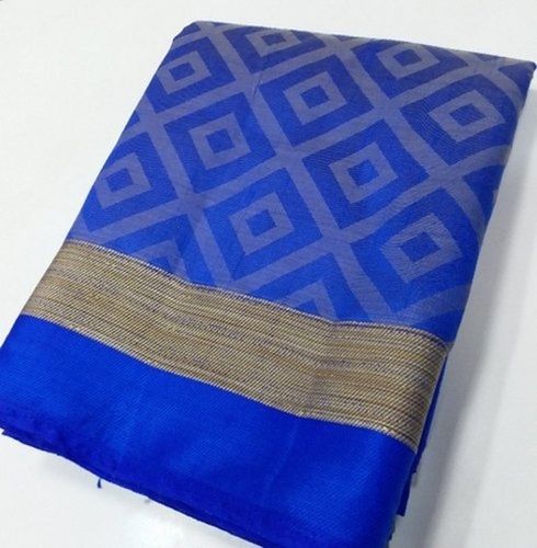 Blue Silk Party Wear Self Mango Construction Type Machine Tussar Saree 