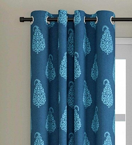 Elegant Look Fade Resistant And Washable Printed Blue Fashion Curtains