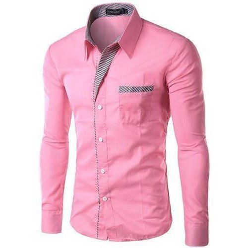 Plain Comfortable Breathable And Cotton Designer Light Pink Men Shirt Age Group: 20-25