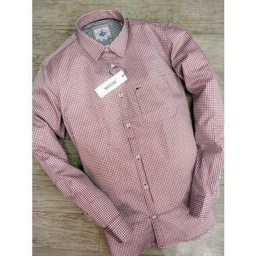 Mocki Collar Men Check Full Sleeves Comfortable Skin Friendly Cotton Pink Shirt Age Group: 15-25