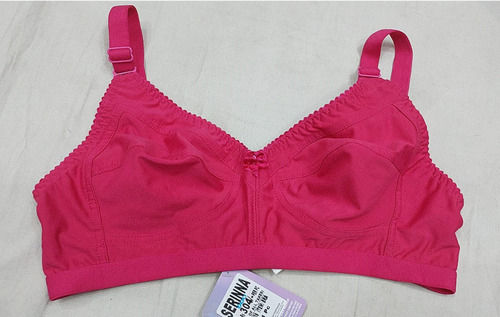 Front Closure Plain Pink Non Padded Comfortable With Adjustable