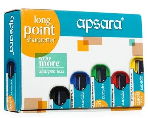 Rectangle Plastic Multi Color Apsara Long Point Pencil Sharpeners Used In School