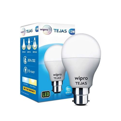 Energy Efficient White Color Dome Shape Plastic Wipro Tejas Led Bulb, 12 Watt  Body Material: Ceramic