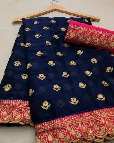 Winter Comfortable And Breathable Party Wear Cotton Silk Embroidered Saree With Blouse Piece 