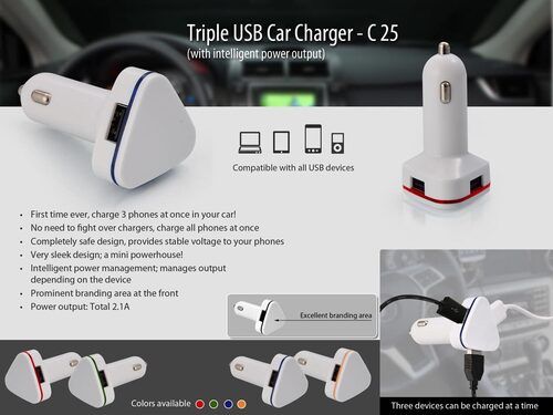 C25 A   Triple Usb Car Charger