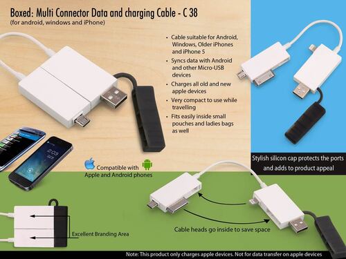 C38 a   Boxed: Multi Connector Data And Charging Cable