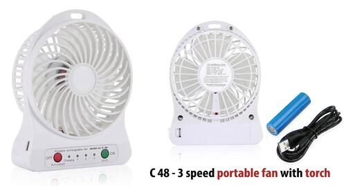 C48 a   3 Speed Portable Fan With Torch