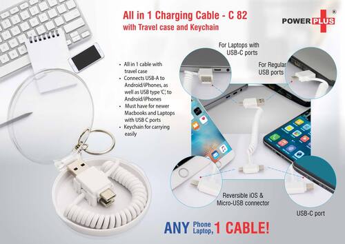 C82 a   All In 1 Charging Cable With Travel Case And Keychain