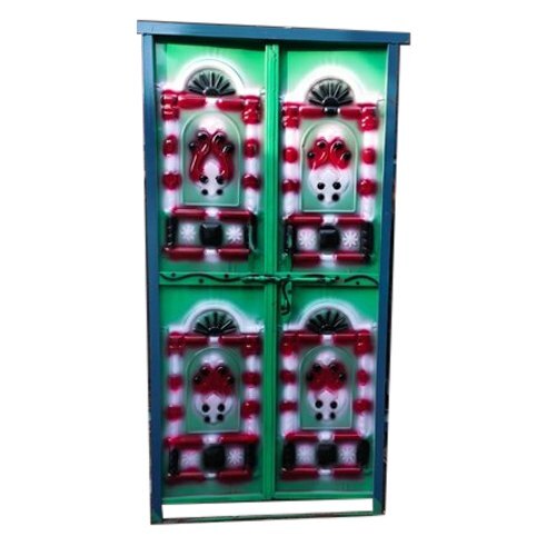Color Coated Iron Double Door With Rectangular Shape And 6-7 Feet Height, Hinged Style - Commercial Application, All Color Options, Iron Material