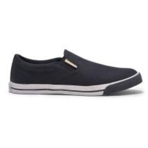 Comfortable Black Canvas Slip-On Men's Shoes - Lightweight Fabric, Breathable Cotton Lining | Round Toe, Low Heel, Water-Resistant Design