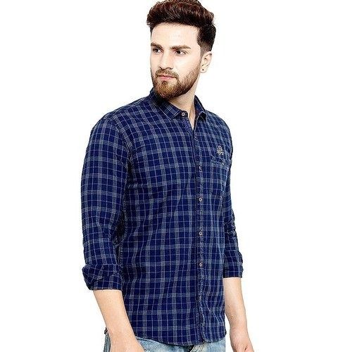 Comfortable And Breathable Blue Check Full Sleeves Shirt For Men Casual Wear Age Group: 18-45 Years