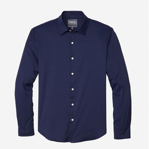 Comfortable And Lightweight Casual Mens Navy Blue Cotton Shirt