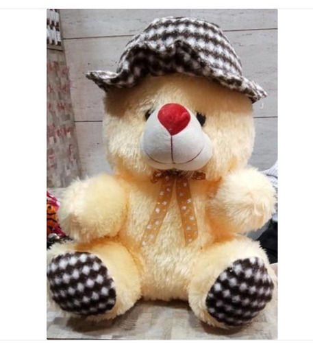 Cream Color 100 Percent Soft And Fully Flexible With Multiple Cap Teddy Bear For Children