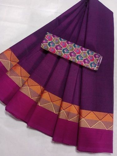 Multicolour Beautiful Stylish Breathable Designer Wear Chettinad Pure Cotton Sarees For Ladies