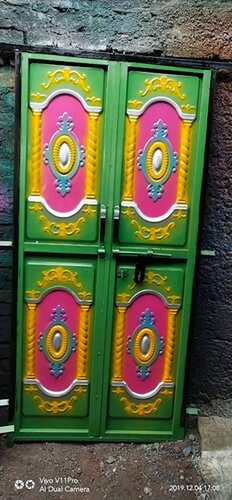 Iron Double Door With Rectangular Shape And Color Coated, 6-7 Feet Heigh, Hinge Type