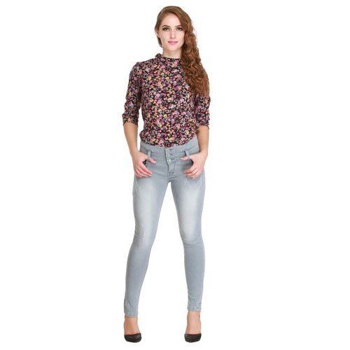 Ladies Lightweight Comfortable And Breathable Stylish Gray Denim Jeans