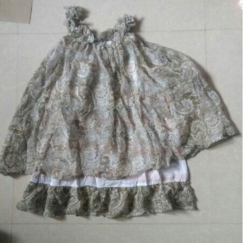 Lightweight And Comfortable Grey Printed Cotton Kids Frocks For Summer Wear